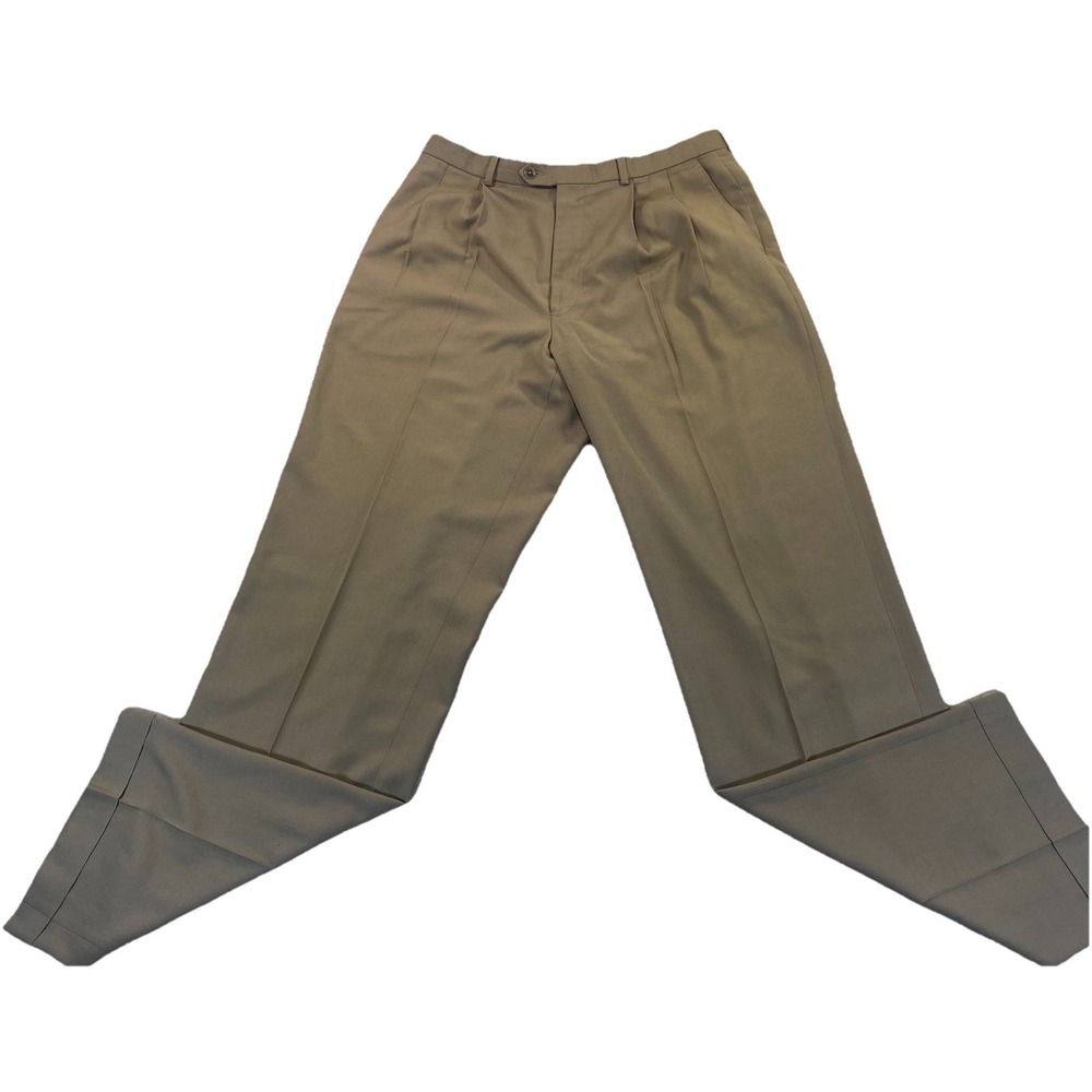VTG Lauren Ralph Lauren Men's Dress Pants‎ 34x33 Khaki Tan Straight Leg Cuff 90s